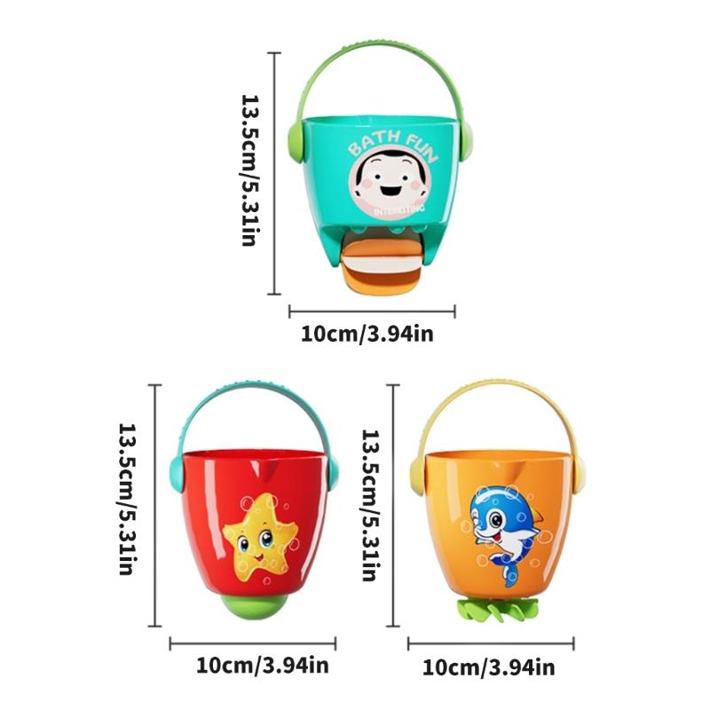 Balde de Banho de Bebê de Desenho Animado com Pulverizador Balde Aspersor Brinquedo de Banheira para Criança Pequena Aprendizagem Precoce Desenvolvimento Motor Fino