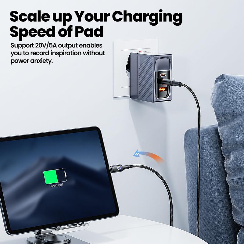 Toocki LED Light USB C to Type C Cable for iPhone 15 Pro Samsung 1/2/3/5Pack TPE 100W Fast Charging USB C Data Cord for Oneplus