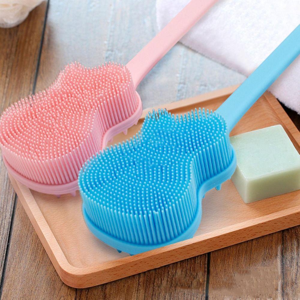 Lightweight Silicone Shower Brush Long Handle Exfoliating Brush Durable Bath Brush  Bathroom