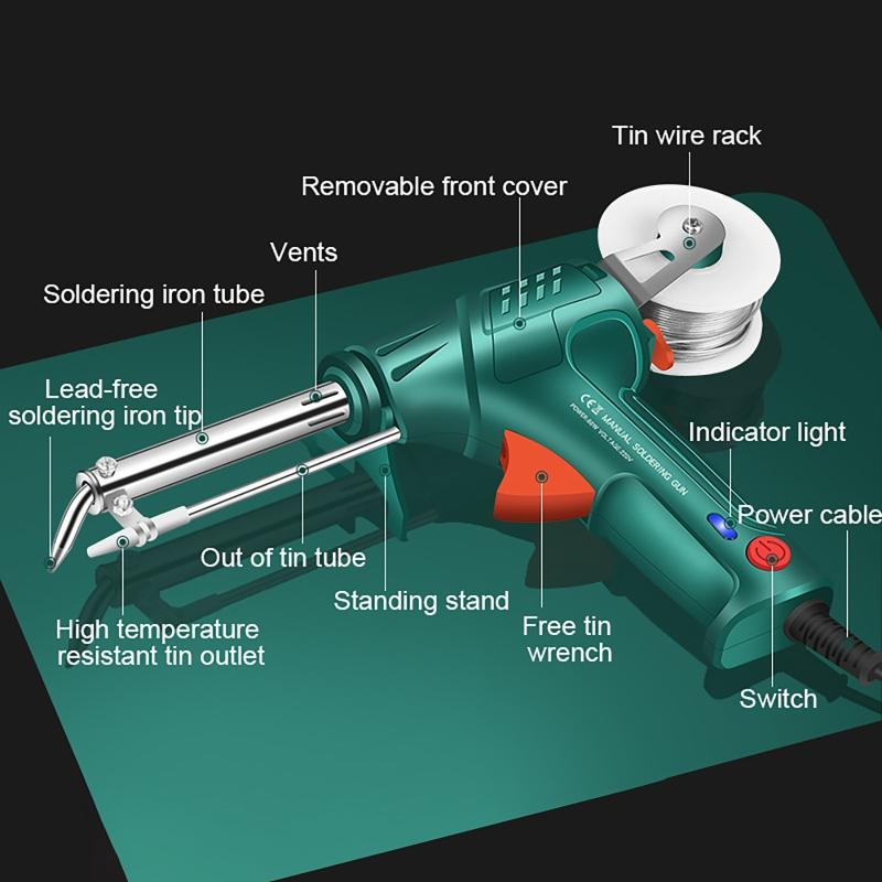 110V / 220V 60W Handheld External Heating Soldering Gun with Bracket Electric Soldering Iron Send Tin Gun Welding Repair Tool
