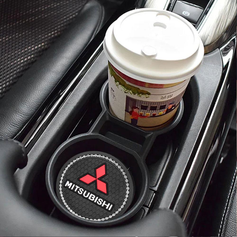 Car Coaster Silicone Anti-noise Water Cup Cushion Accessories For Mitsubishi Ralliart Lancer L200 Outlander Pajero Eclipse Cross