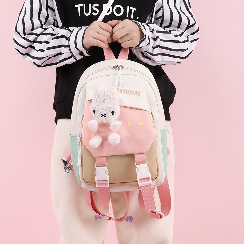 New Fashion Color Matching Children School Bags Cute Cartoon Casual Nylon Girl Baby Backpack Lightweight Reduce Burden Kindergarten Book Bag