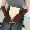 1 Pair Women Long Fingerless Gloves Winter Soft Knitted Warm Arm Sleeve Punk Gothic Fashion Casual Soft Mitten