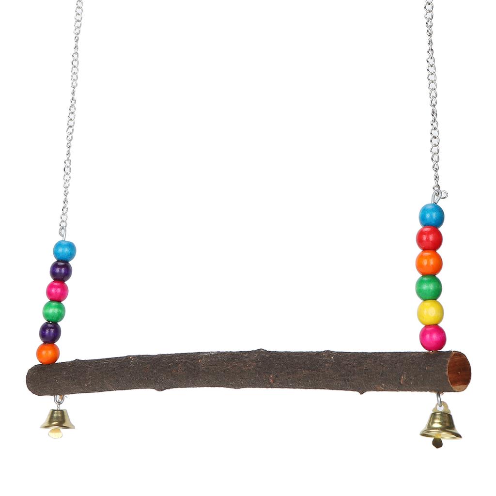 Chicken Swing Toy Suspensible Wooden Chicken Perch Pet Swing Toy with Flat Bar