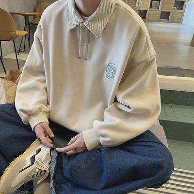Trendy Loose Fit Herren-Sweatshirt mit Polokragen – Koreanischer Stil, Herbst-/Frühlingsmode