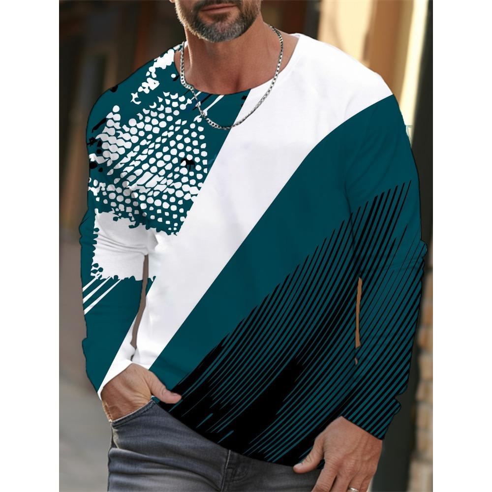 Simple Men's Sports Quick-drying Long-sleeved T-shirt 3D Printing New Sports Men's Autumn Casual Round Neck Men's Clothing Tops