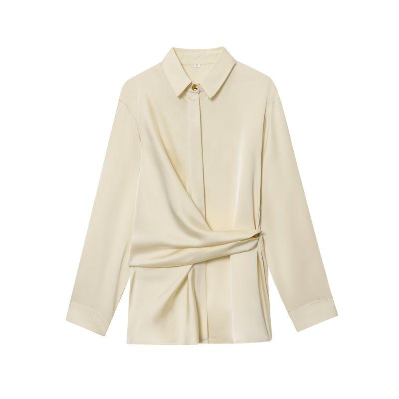 Za Export New Arrival Women's Clothing ZR Fashion Style Fashionable All-Match Silk Satin Texture Double Breasted Shirt 9133604