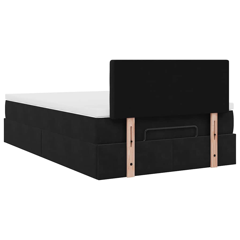 Ottoman Bed with Mattress Black 120x190 cm Velvet