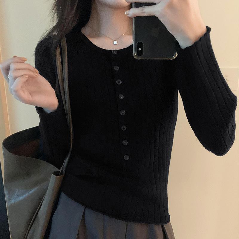 

Корейский стиль свитер с полосками, облегающий многослойный свитер для женщин, осень и зима, новый стиль, утягивающий внутренний свитер с грудью L