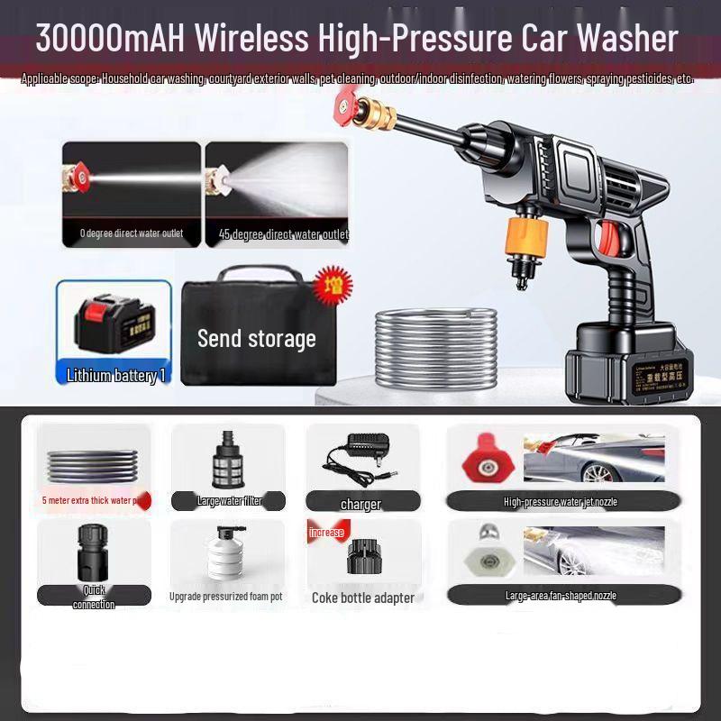 Portable Wireless High-Pressure Car Washer with Lithium Battery