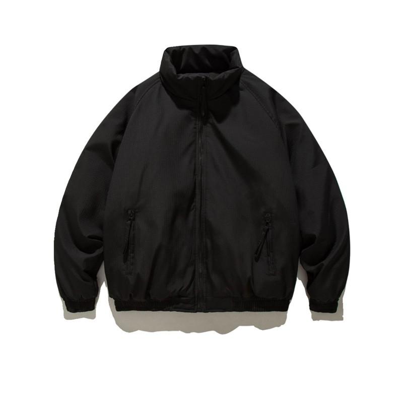 Winter Vintage Stand Collar Thick Warm Cotton Jacket Loose Casual Striped Coat Men