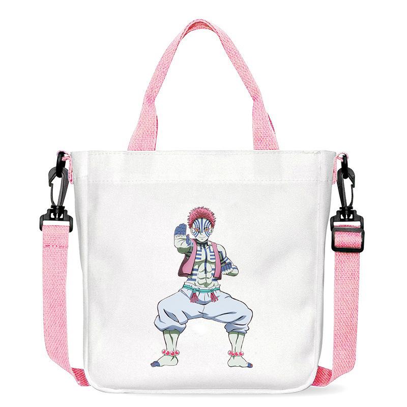 Japan Cartoon Comics Akaza Demon Slayer Print Canvas Shoulder Bag Women's Commuter Bag Handbag 7553