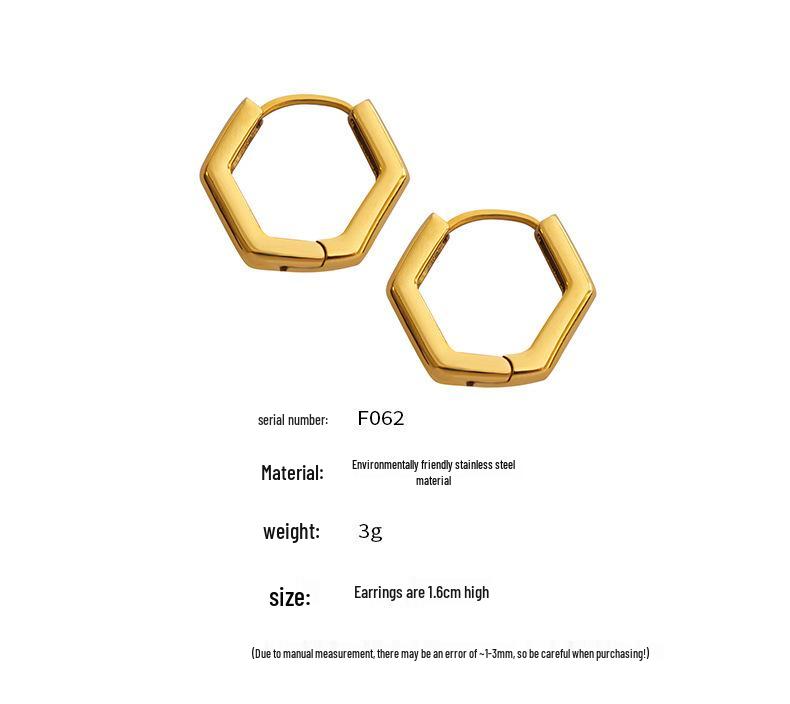 Hexagon Buckle Stainless Steel Earrings - Retro Geometric Design, Women’s Fashion, Fade-Resistant.