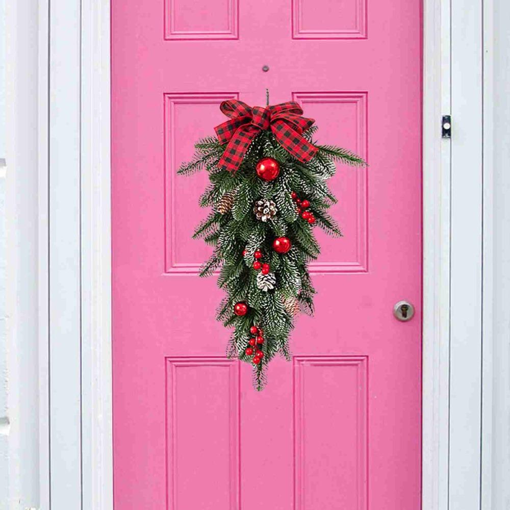60cm Teardrop Wreath Christmas Decorative Wreath New Upside Down Wreath  Holiday Party