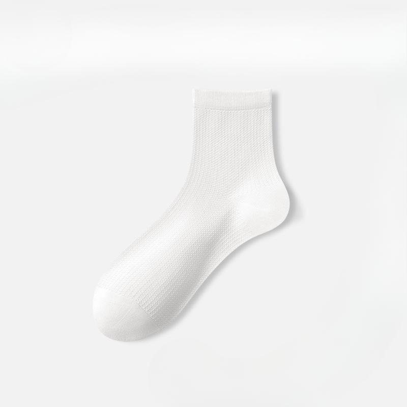 Female Summer Thin Style All Match Pure Color Sweat Absorption Antibacterial Mesh Breathable Tube Socks
