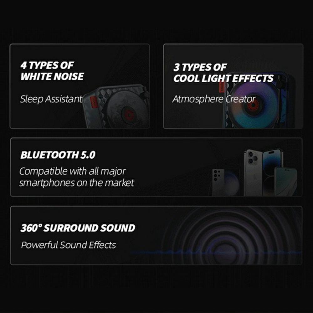 

KW02 Bluetooth-compatible Retro Speaker White Noise Machine Bedroom Clock Ambient Light Wireless Sound Box A