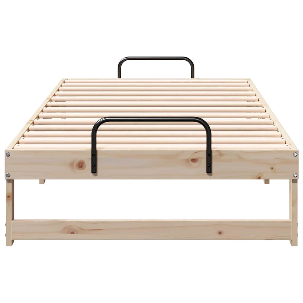 Brown Bed Frame 75 x 190 cm Solid Pine Wood