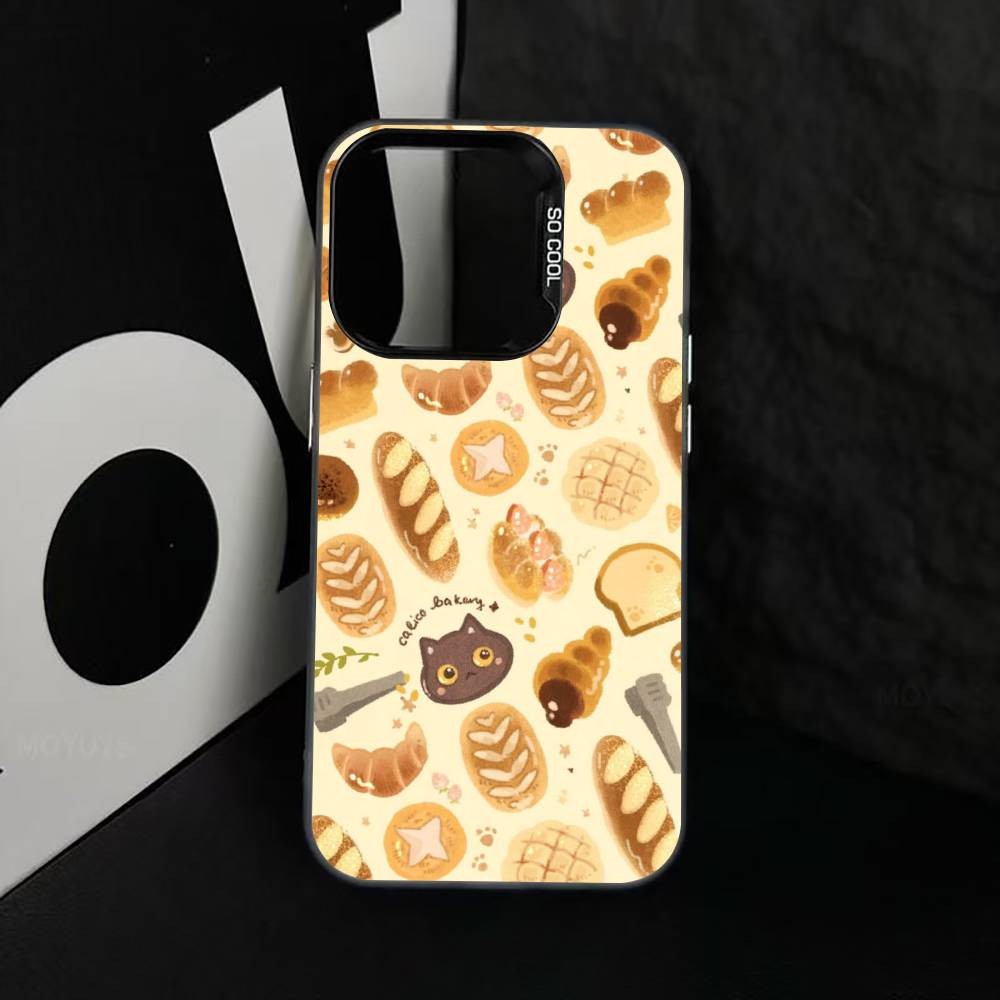 Cute Bread Illustration Phone Case For iPhone 17,16,15,14,13,12,11 Plus,Pro Max,XS,Colorful Silver Phone Case Funda Cover