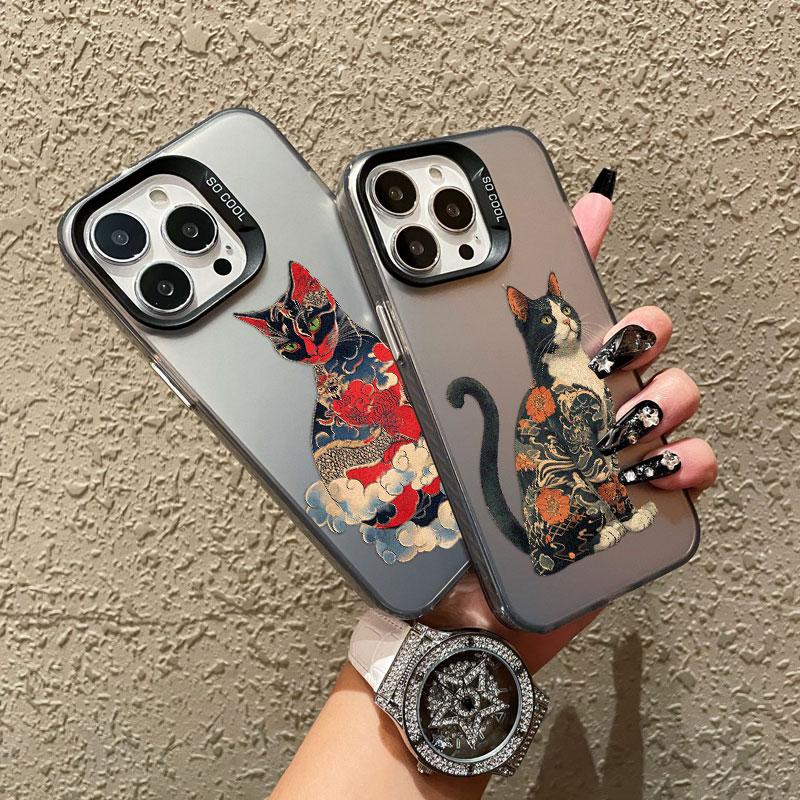 Colorful Japan Cat Design Phone Case For Samsung Galaxy S24 S23 S21 FE S25 S24 S23 S22 Ultra Plus Shockproof Laser Back Covers