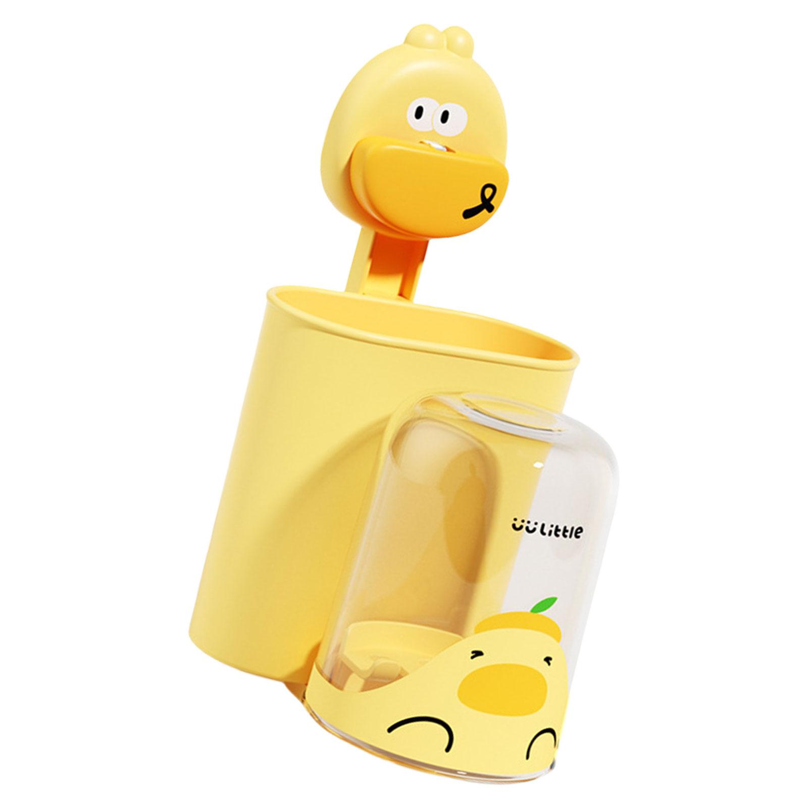 

Upgrades Wall Mounted Toothbrush & Cup Holder for Kids Easy Install Multiple Use Bathroom Organizes Toothbrush Cup Stand 1