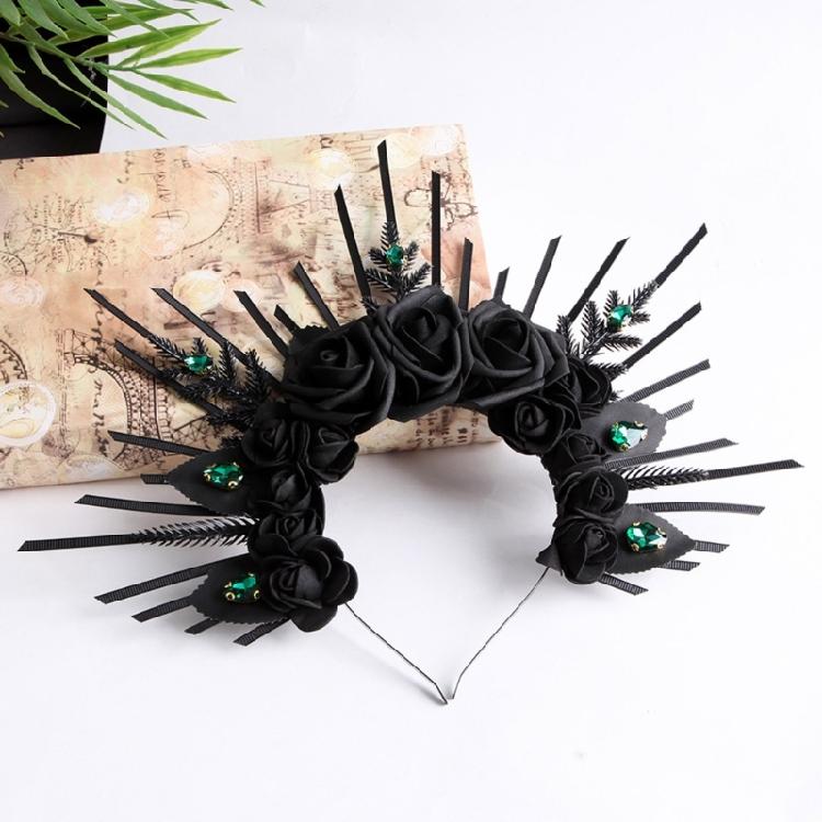 Fashionable Black Rose Headband Elegant Rose Flower Headband for Individualized Style at Parties and Music Festivals