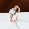 Elegant Rose Gold Color Flower Engagement Rings for Women Jewelry Round Cut White Opal Zircon Ring Wedding Promise Party Decorations