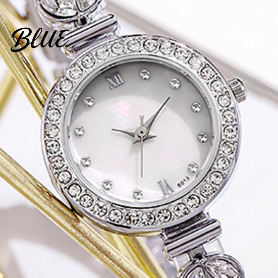 Elegant Women Watch Ladies Rhinestone Bracelet Luxury Quartz Round Dress