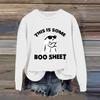 Women's Fashion Casual Long Sleeve Halloween Printed  Neck Sweatshirt