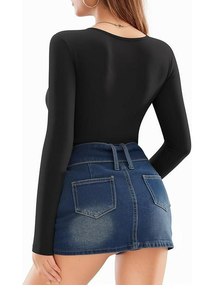 Body da Donna Scollo a V Profondo con Nodo Modellante Manica Lunga - Collezione Autunno/Inverno 2025