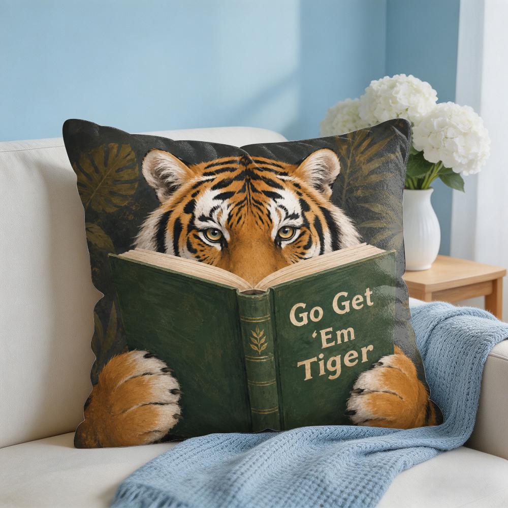 Go Get Em Tiger Cushion Cover Breathable Organic Short Plush Cushion Covers Machine Washable Wrinkle-Resistant Soft Durable