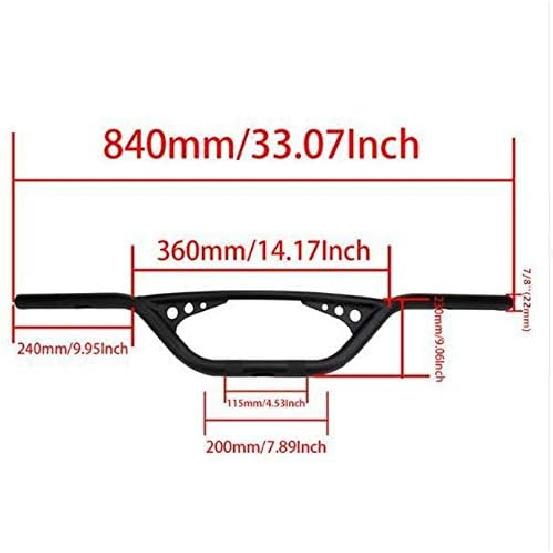 7/8" 22mm Handlebar Handle Bar For Harley Honda Kawasaki Suzuki Cruiser Rat Bike Dirt Bike Off Road (Black)