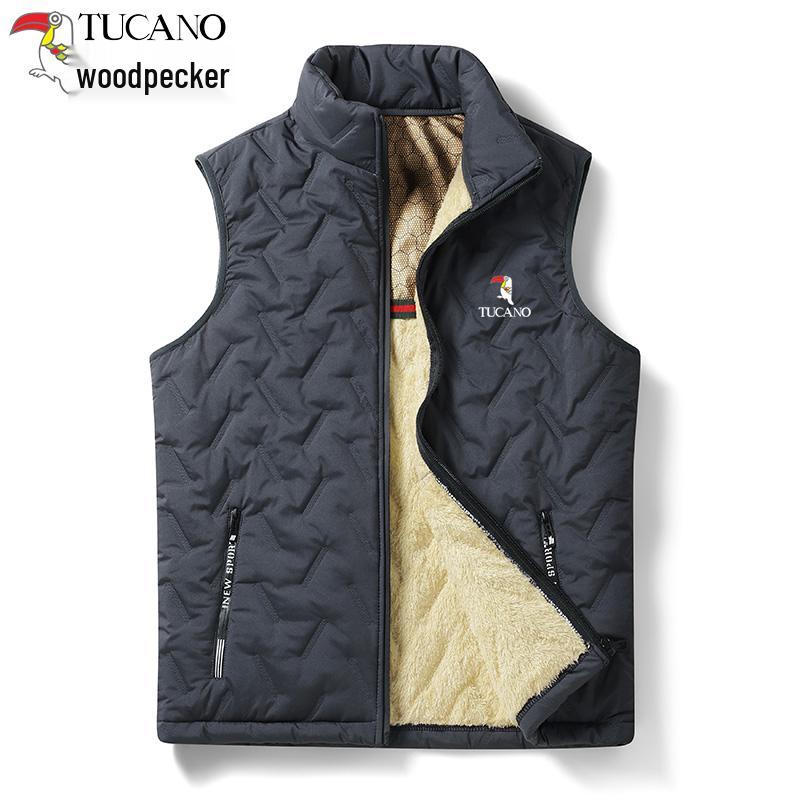 Woodpecker Herren-Weste mit Fleece-Futter und Stehkragen - Herbst/Winter 2025, Unifarben, für mittleres und älteres Alter.