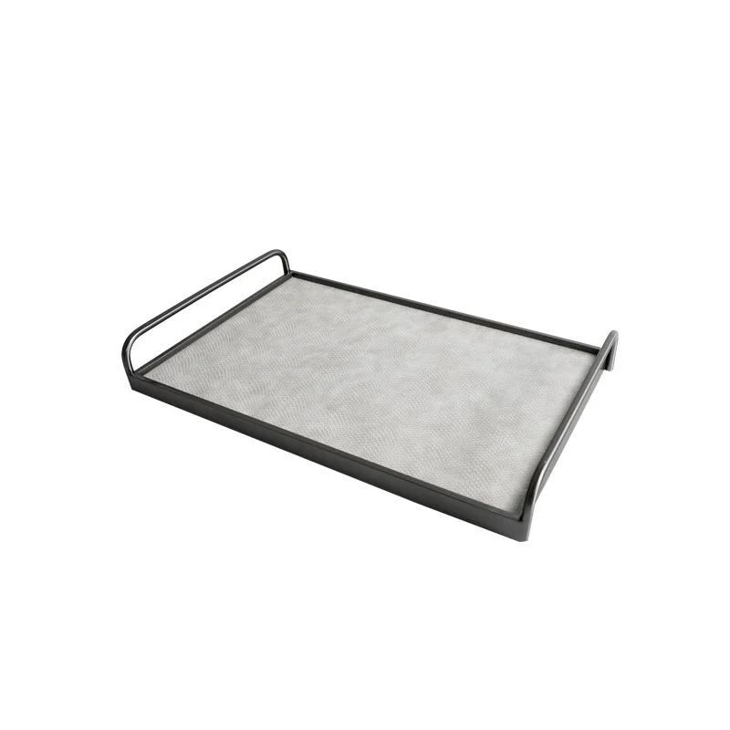 Metal Decorative Tray Leather Storage Tray Modern Minimalist Living Room Coffee Table Desk Organizer Home Decoration Storage
