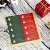 50 Stuks Kerstboom Gouden Folie Stickers met Vrolijk Kerstfeest Tekst - Feestelijke Labels voor Cadeauverpakking, Kaarten, Scrapbooking