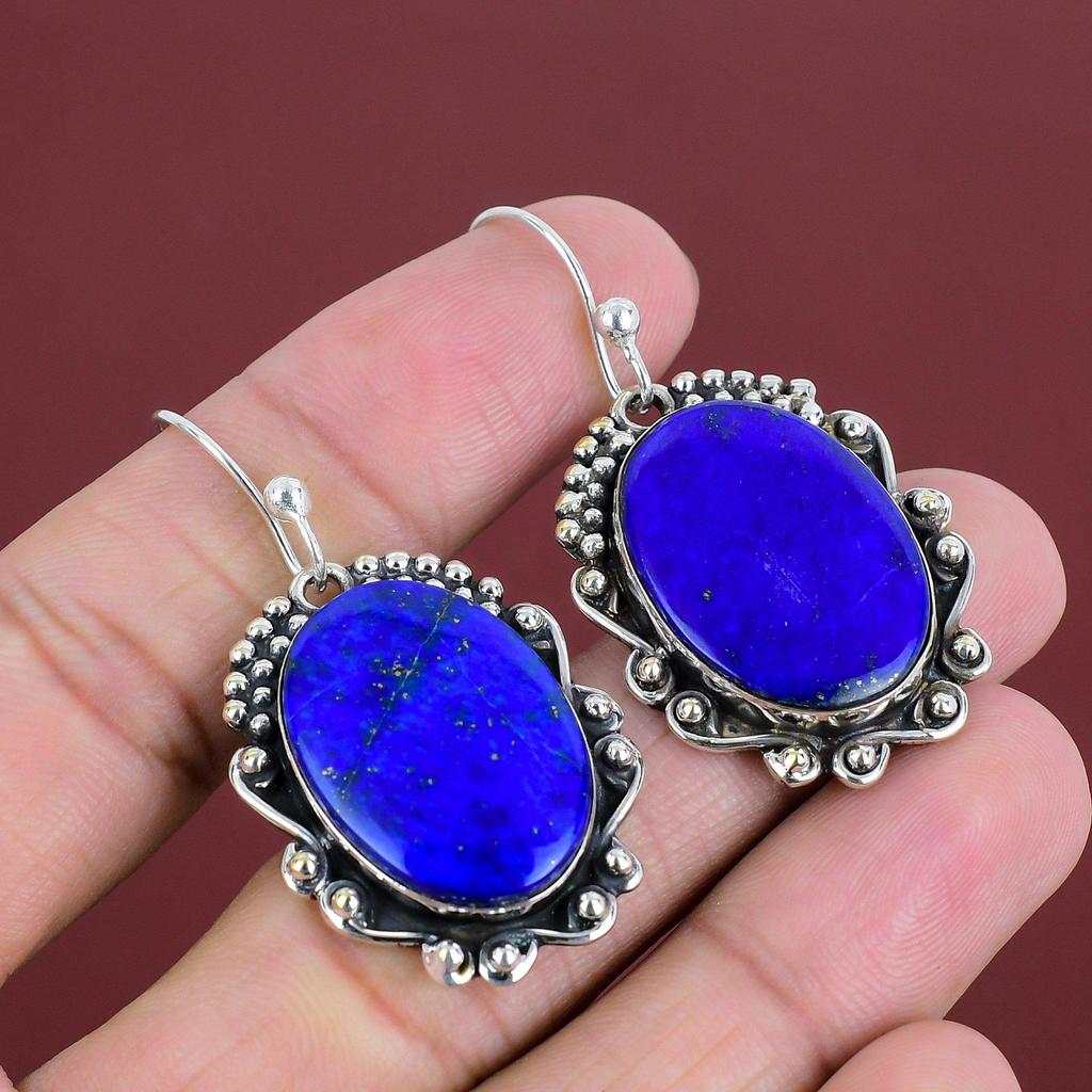 Lapis Lazuli Gemstone Earring 925 Sterling Silver Earring Handmade Earring Very Pretty Lapis Lazuli Jewelry Gifts For Mom Birthstone Earring