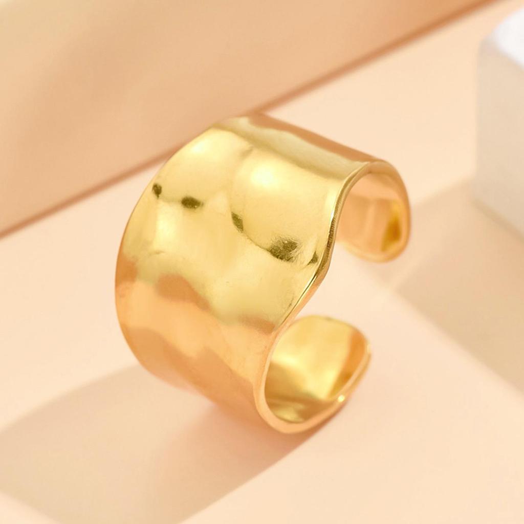 Stainless Steel Baroque Hammered Adjustable Open Ring