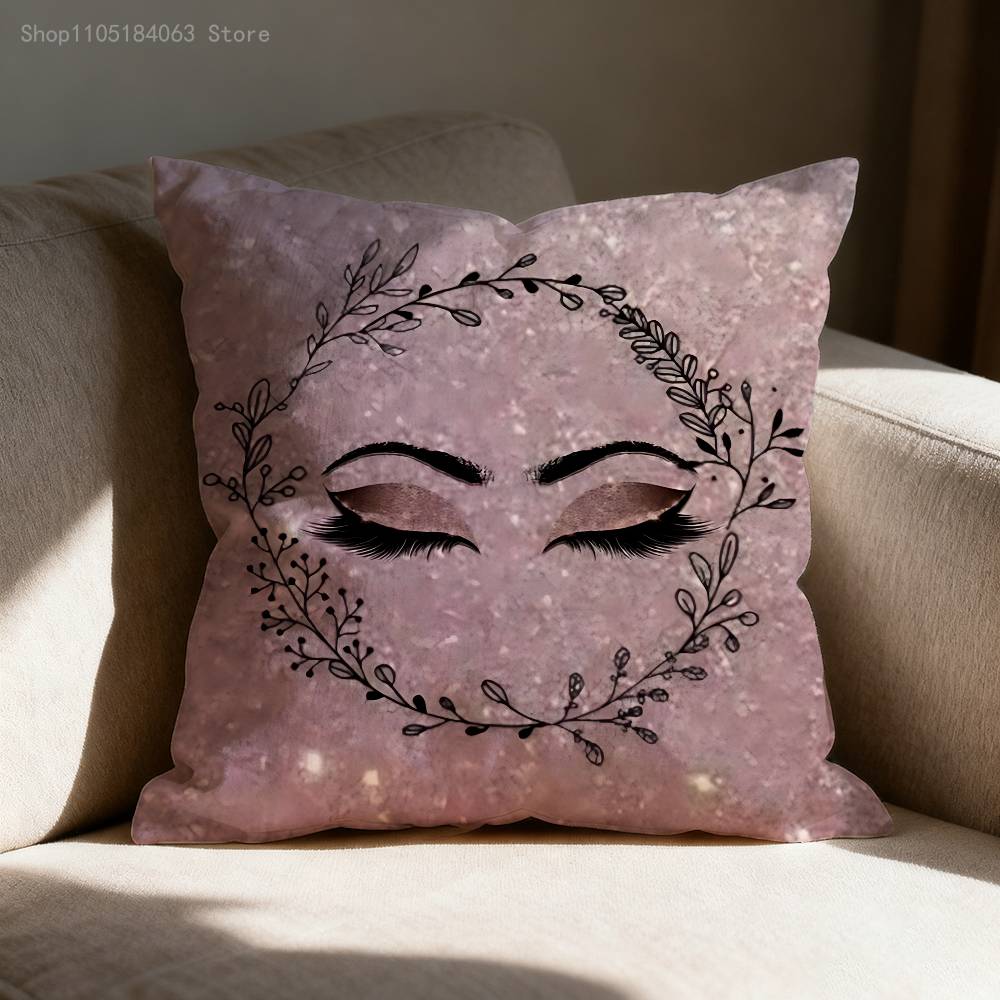 Beauty Makeup Eyelash Throw Pillow Case For 45x45cm 40x40cm 30x30cm 50x50cm 55x55cm Square Home Pillowcase Case