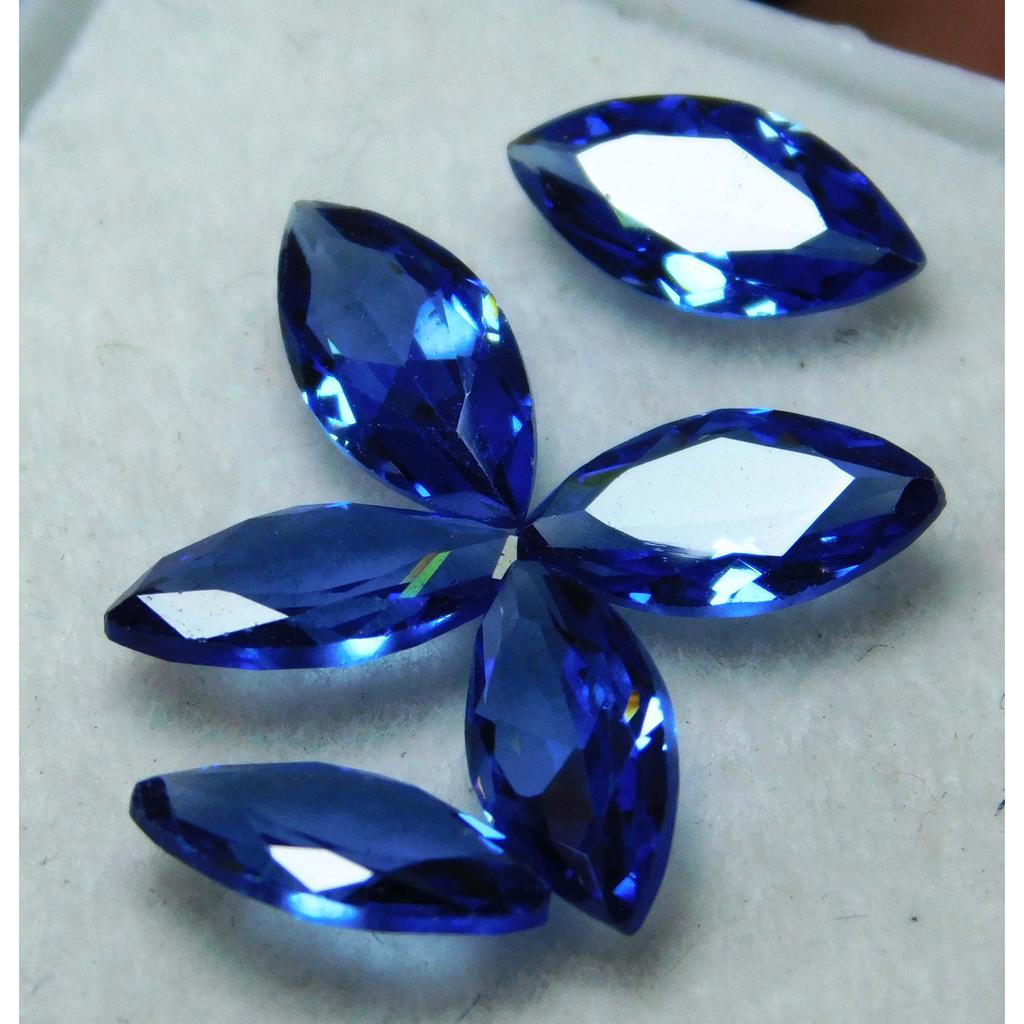 Ring Size 6 PCS, Blue Sapphire CERTIFIED Natural Marquise Cut Loose Gemstone Lot
