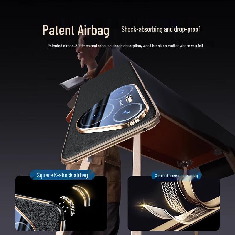 XUANKA Luxury Genuine Leather Huawei Phone Case with Electroplated Lens