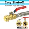 24" Stainless Steel Braided Flexible Water Heater Connector, Push To Connect Brass Plumbing Fitting,3/4" Ball Valve X 3/4" FIP, (2 Pack)