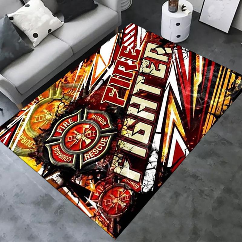 Firefighter Carpet Rug for Living Room Bedroom Home Sofa Decoration,Kids play Non-slip Floor Mat