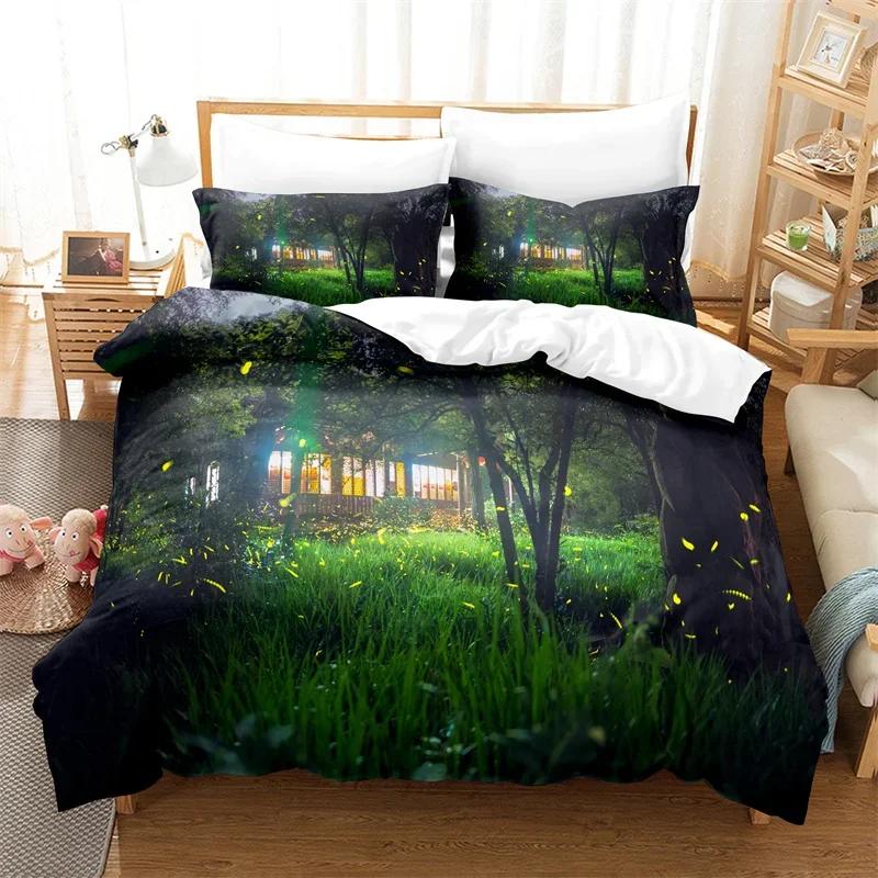 Tree Duvet Cover Set Twin Full King Mysterious Woods Bedding Set Polyester Fantasy Starry Sky Comforter Cover Forest Quilt Cover