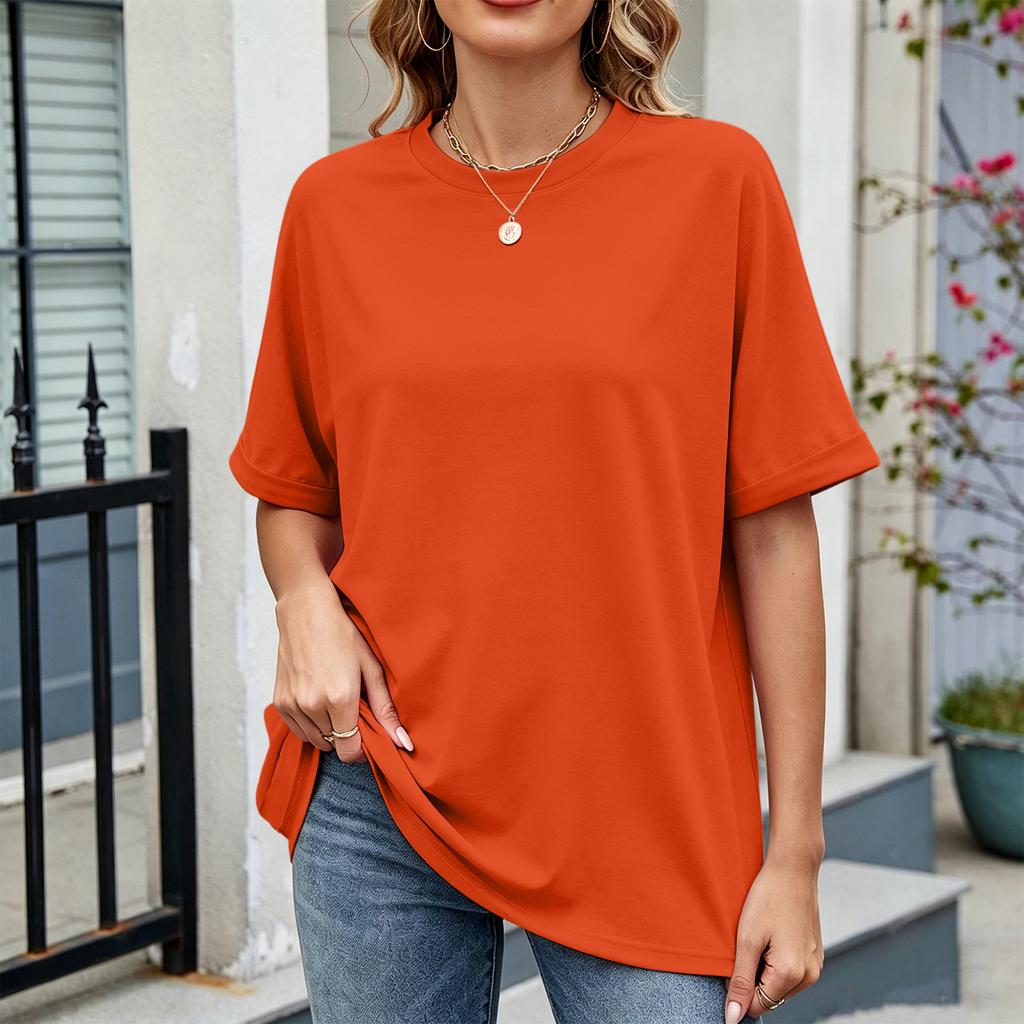 Women Loose Fit Casual Round Neck Short Sleeve T Shirt Lightweight Comfortable Summer Top