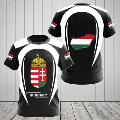 Hungary Flag Print Men's T-shirt High Quality Short Sleeve Fashion Round Neck Tops Street Harajuku Tees Oversized Retro Clothing