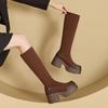 -857 erhöhende Wildlederstiefel Damen Herbst und Winter neue Stiefel Mode vielseitig elastisch dünne Stiefel Trend
