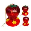 Strawberry Shaped Hummingbird Feeder Outdoor Hanging Red Birds Feeding Station for Window Garden Deck Yard Balcony Decor