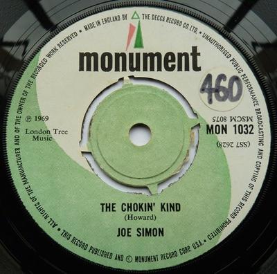 7-Zoll Schallplatte JOE SIMON - The Chokin' Kind / Come On And Get  MON1032 Monument 1969 UK Soul/Funk Gebraucht