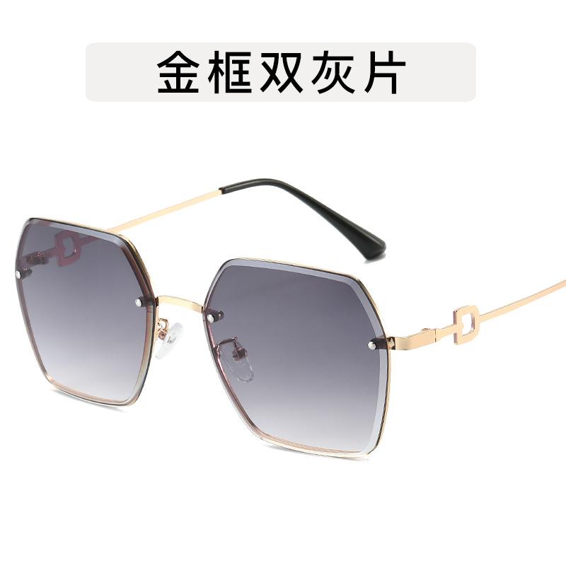 Fashion Trendy Sunglasses Women Rimless Cut Edge Polygon Shape Sun glasses for Women UV400 Protection Outdoor Sunglasses