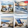 Serene Seaside Scenes Pillow Coversliving Room Sofa Cushion Cover, Soft And Comfortable, Bedroom Room Decoration