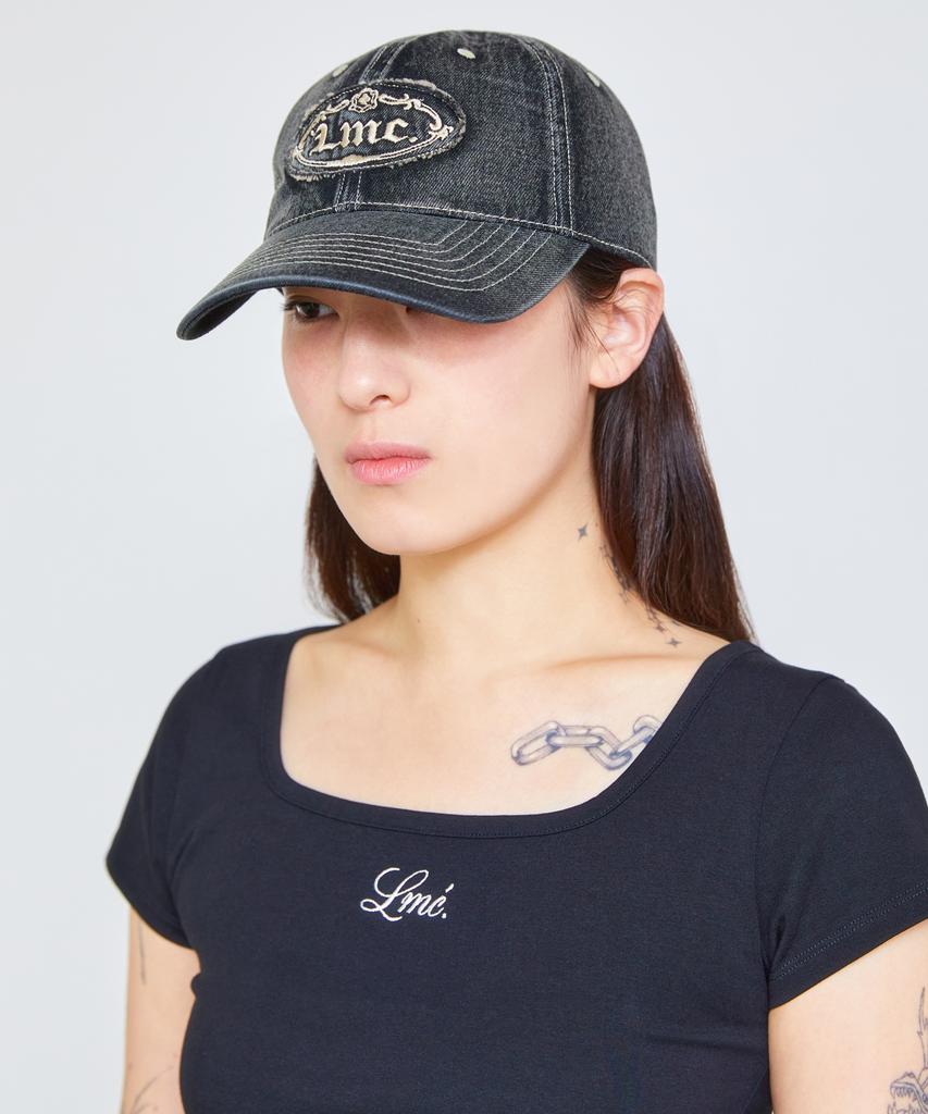 LMC Washed Denim Gothic Oval 6Panel Cap Black